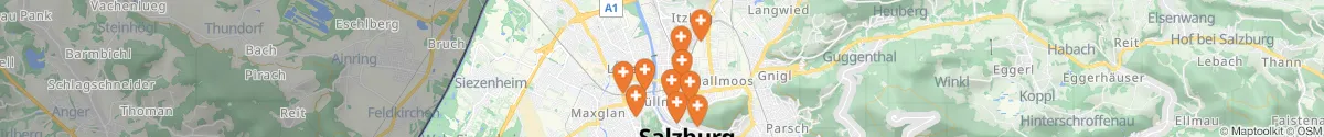 Kartenansicht für Apotheken-Notdienste in der Nähe von Elisabeth-Vorstadt (Salzburg (Stadt), Salzburg)